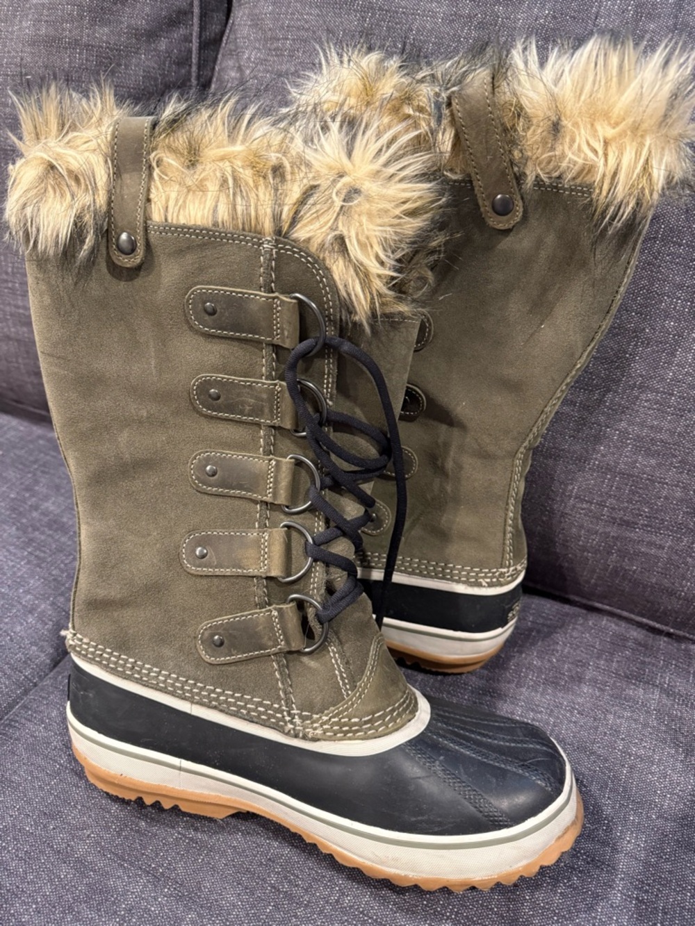 Women's Sorel Joan of Arctic Olive Fur-Trim Winter Boots